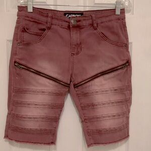 carbon mens Lt Burgundy Stonewash  Denim Shorts Size 30
